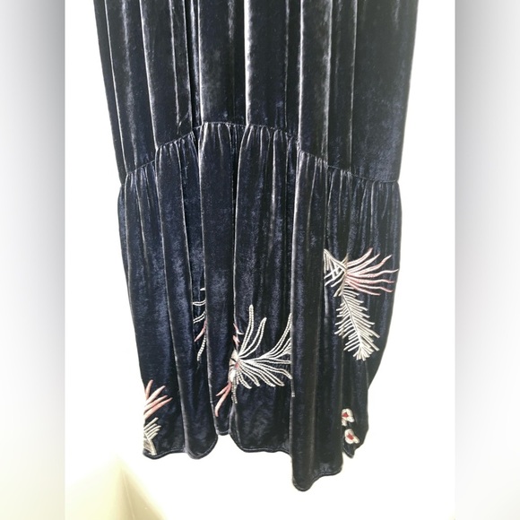 Johnny Was Tiarei Raglan Tiered Floral Embroidered crushed Velvet Midi Dress xl - Picture 10 of 12